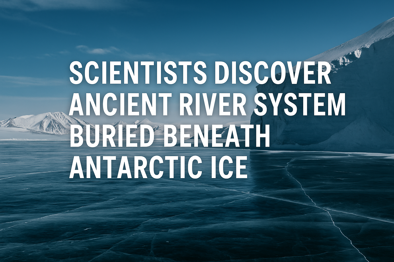 Satellite map showing ancient subglacial river system beneath Antarctica