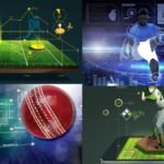 Soccer player surrounded by data analytics visuals, illustrating AI's role in sports