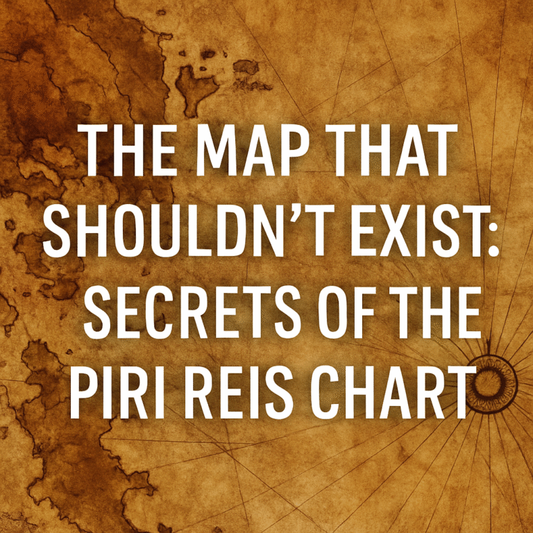 A digitally enhanced ancient map with overlaid title text 'The Map That Shouldn’t Exist